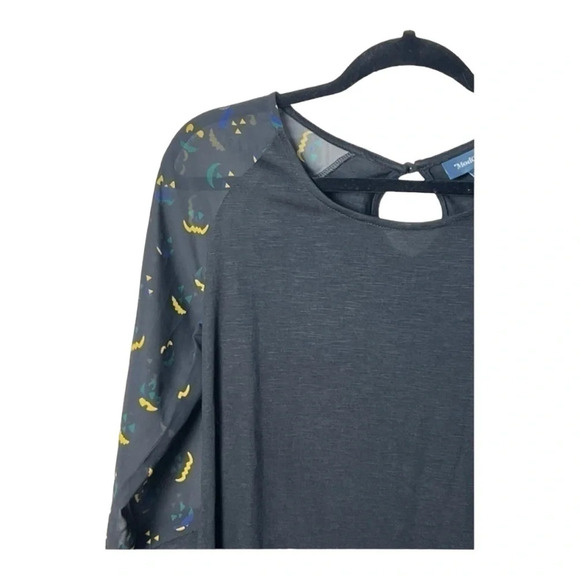 0417W. MODCLOTH 3/4 SHEER SLEEVE HALLOWEEN TOP SIZE‎ MEDIUM BLACK/ORANGE/YELLOW - Picture 4 of 12